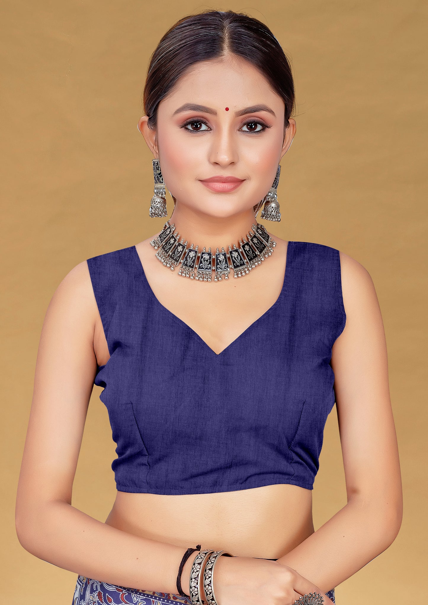 Vintage Blue Cotton Mul Printed Saree