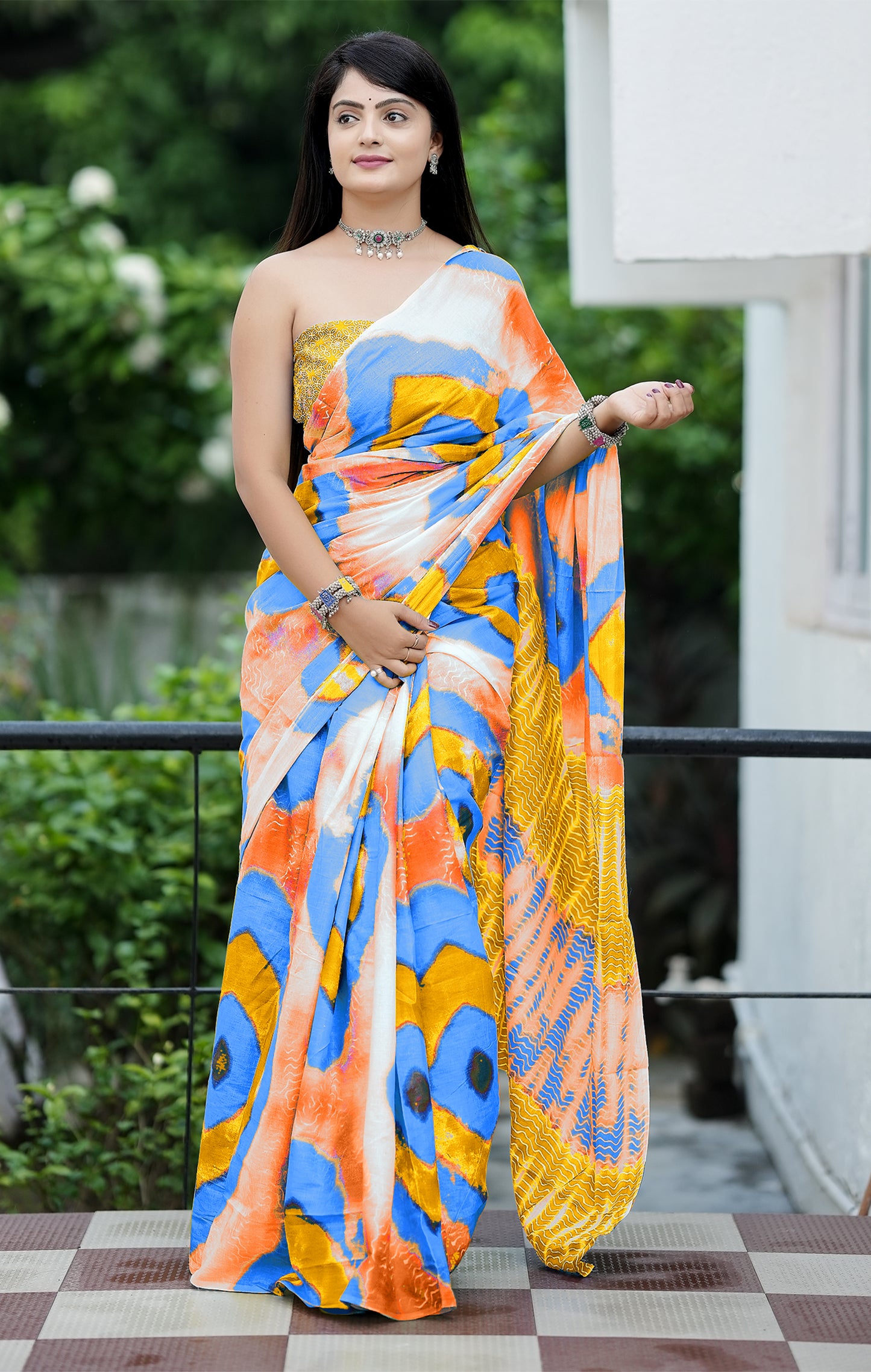 Colorful Cotton Mul Printed Saree