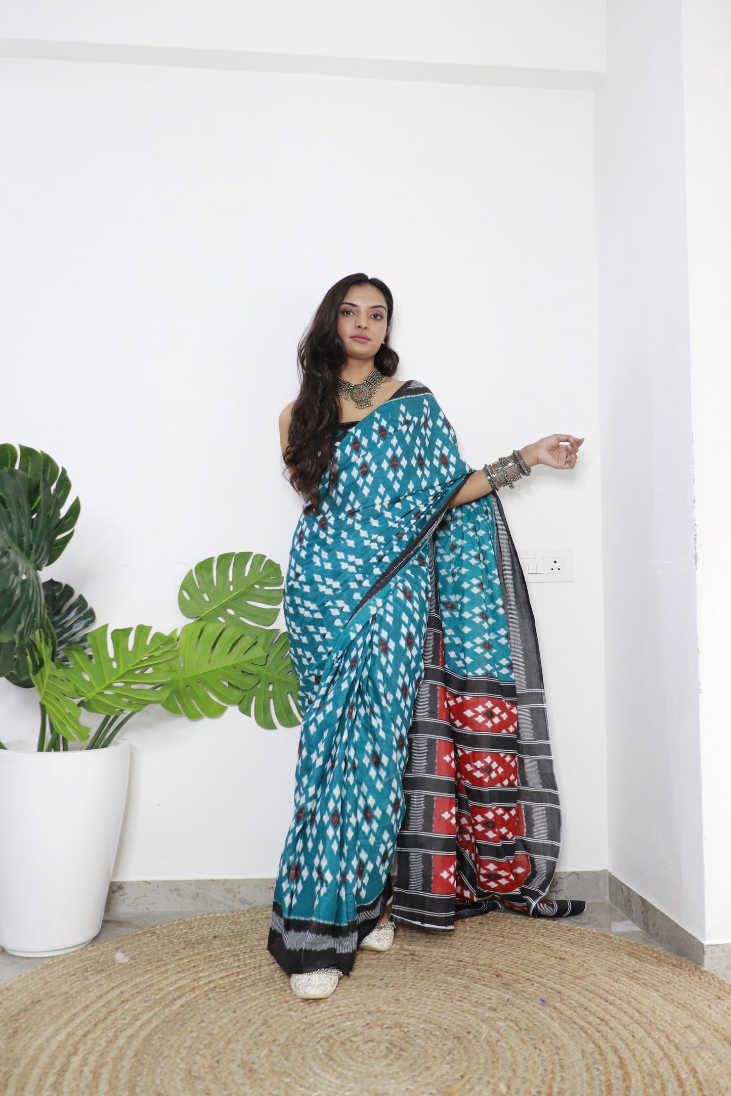 Sky Cotton Printed Saree