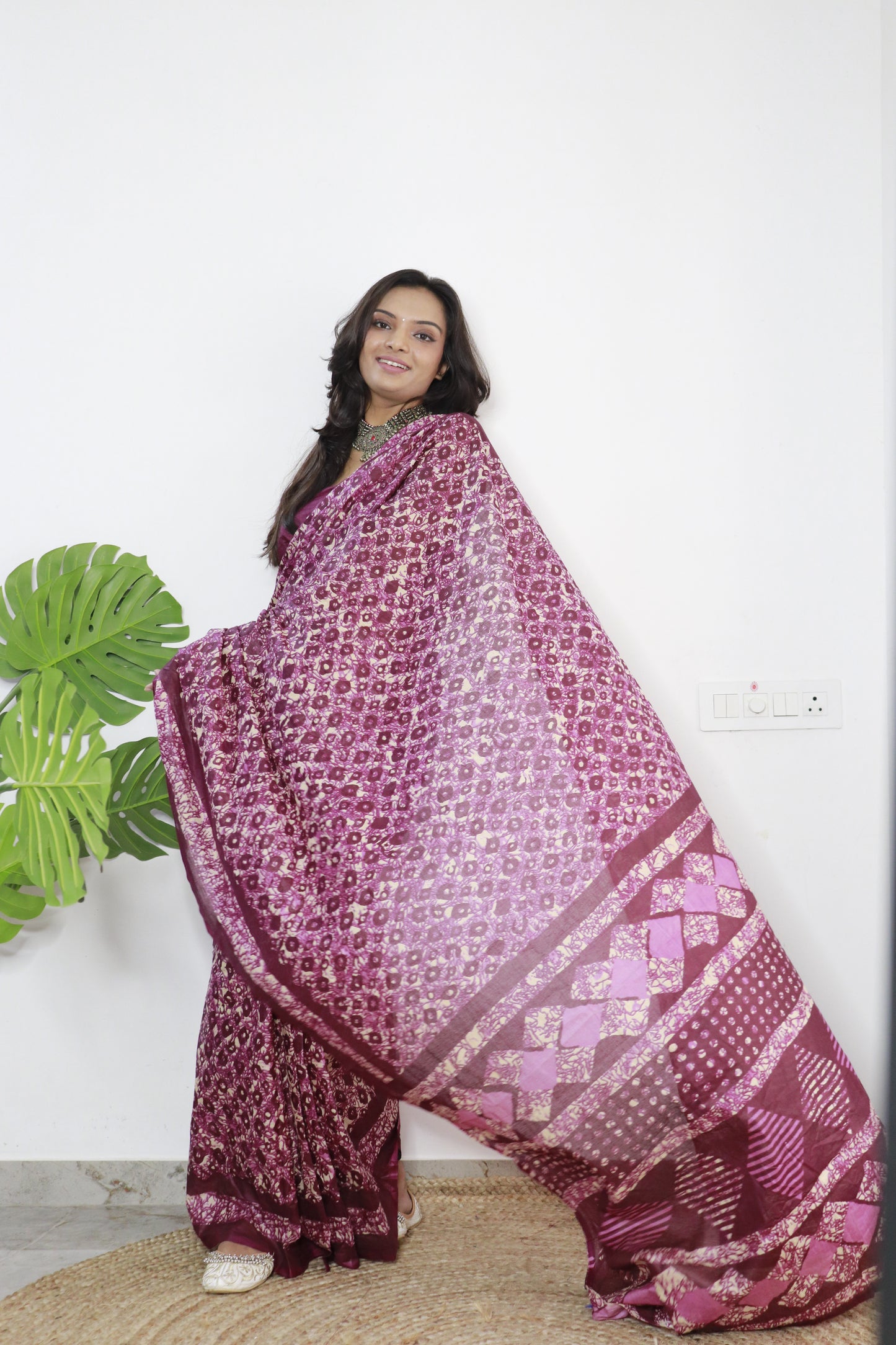 Onion Cotton Printed Saree