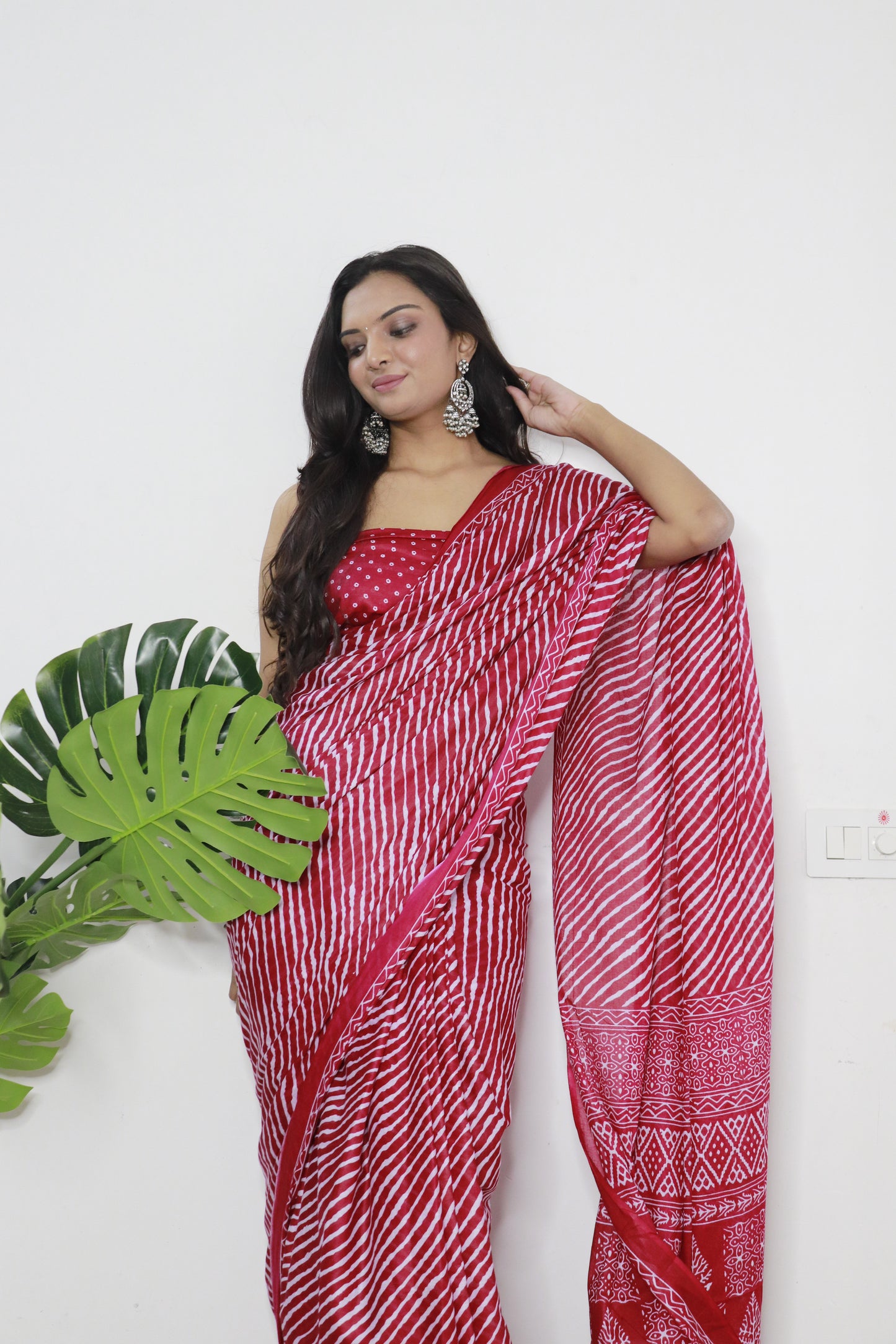 Maroon Cotton Printed Saree