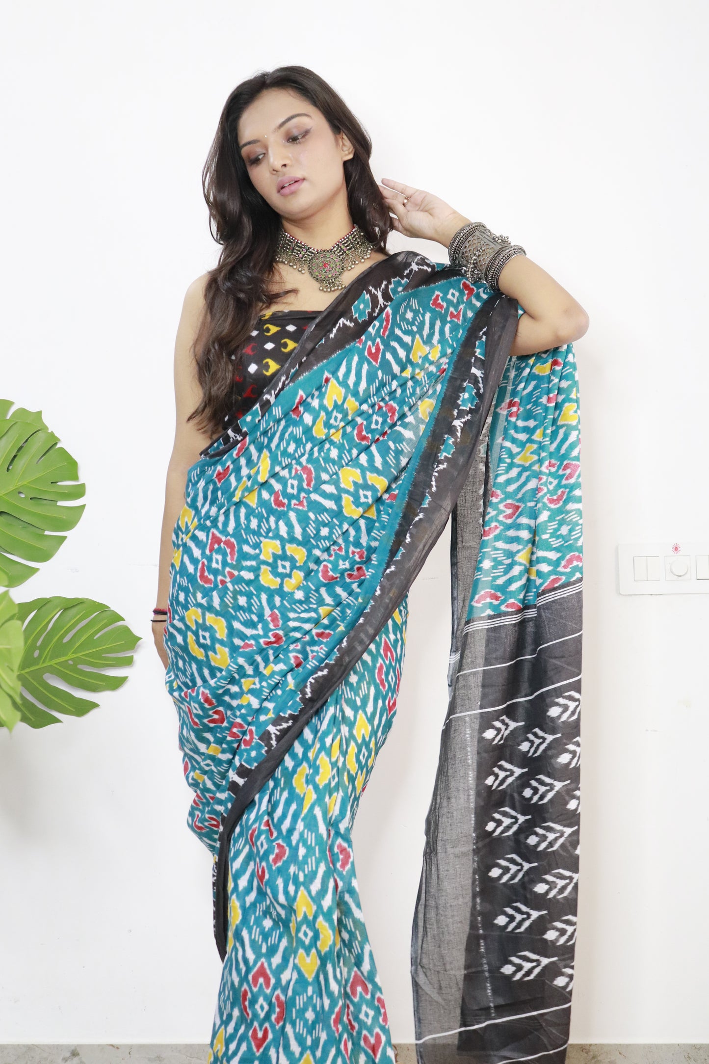 Sky Cotton Printed Saree