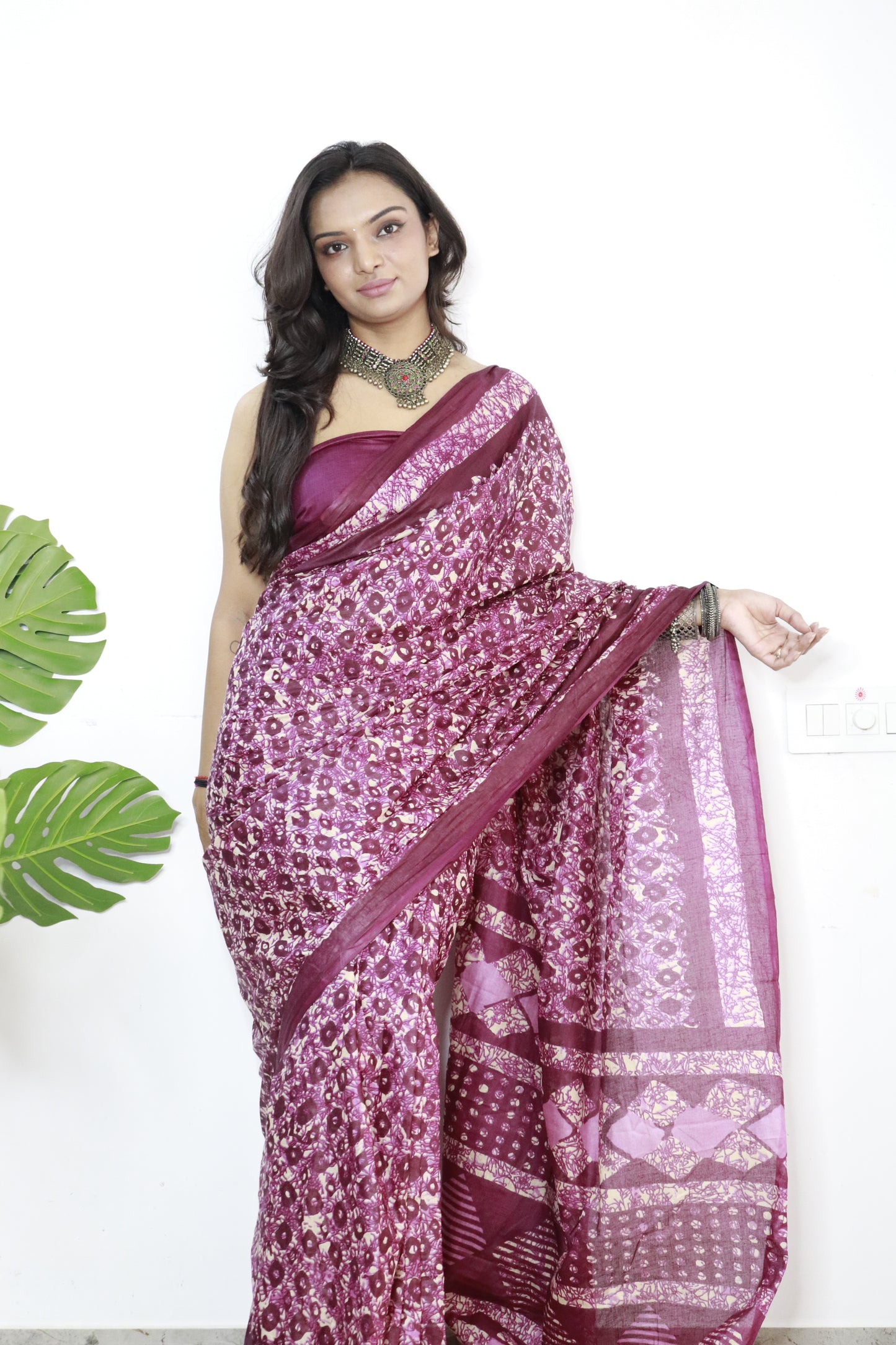 Onion Cotton Printed Saree