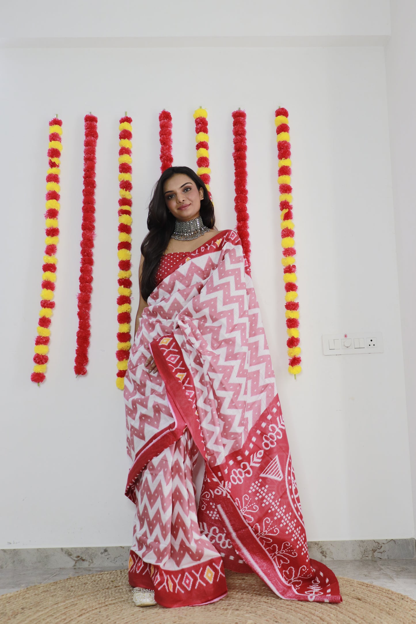 Graceful Pink Cotton Mul Printed Saree