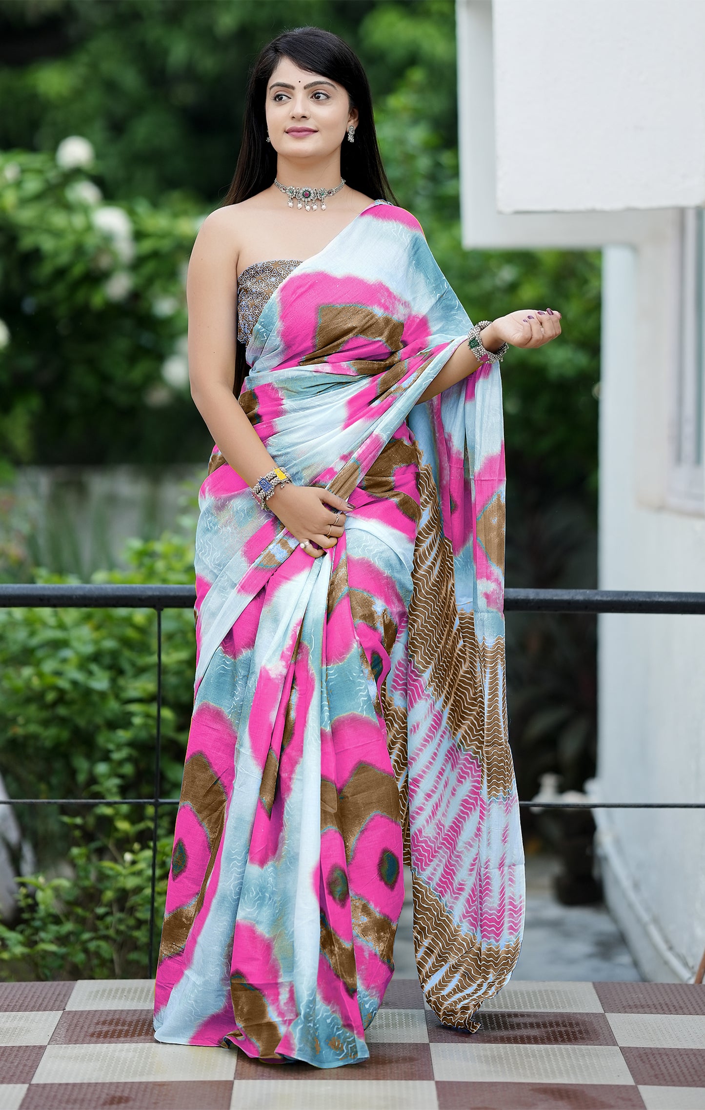 Multicolor Cotton Mul Printed Saree