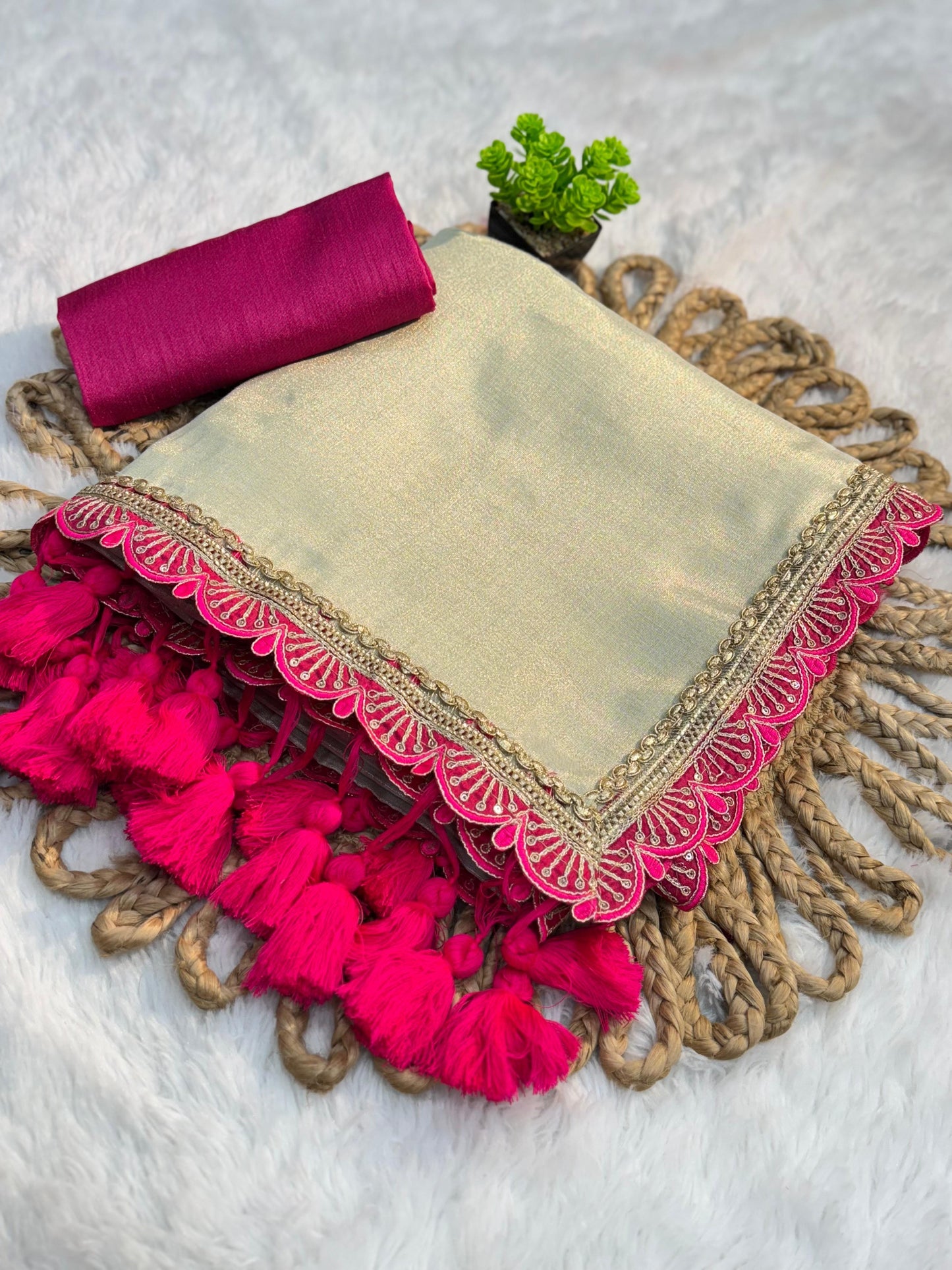 Two Tone Soft Tissue Saree