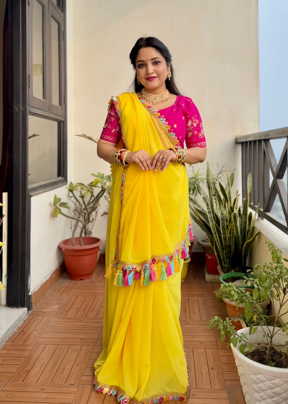 Yellow Soft Georgette Saree