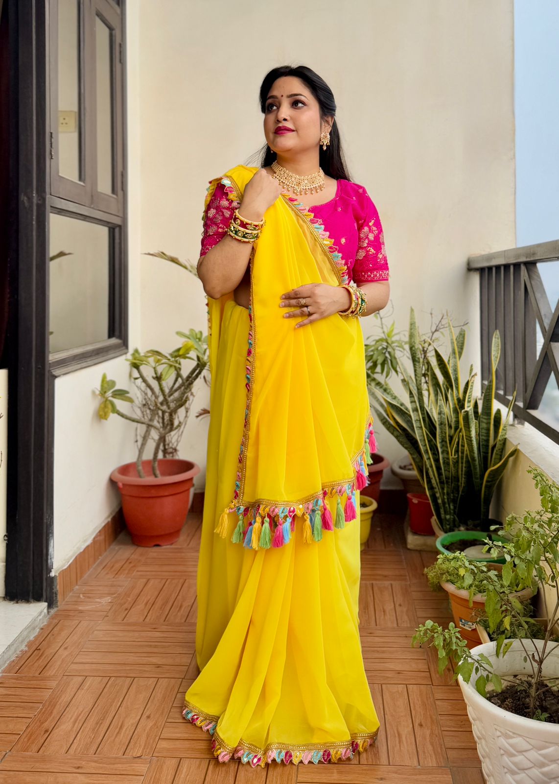 Yellow Soft Georgette Saree