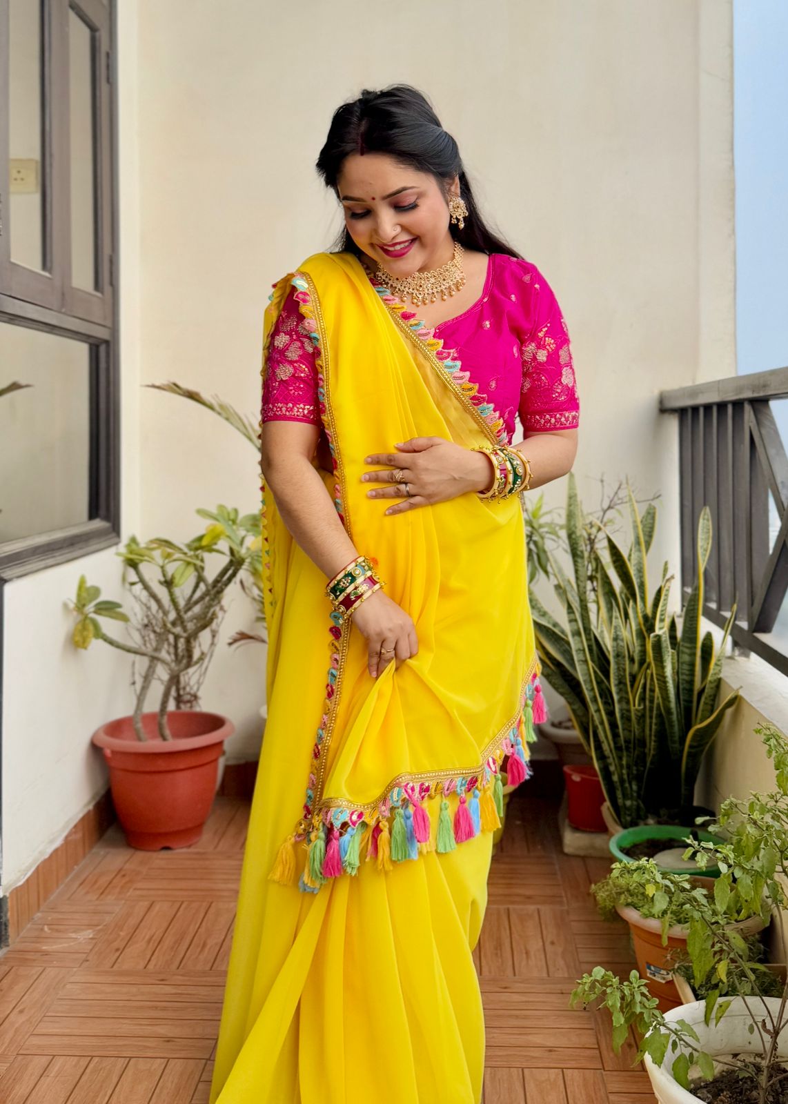 Yellow Soft Georgette Saree