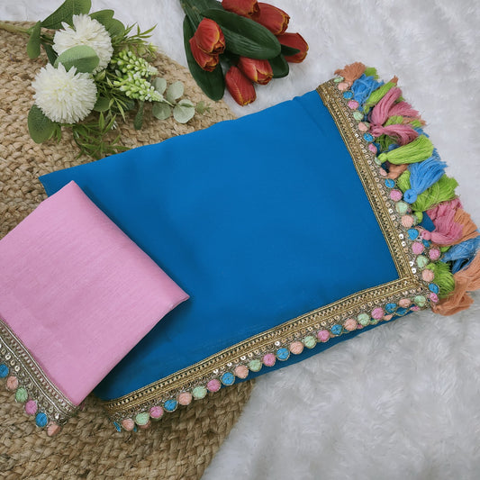 Blue Soft Georgette Saree